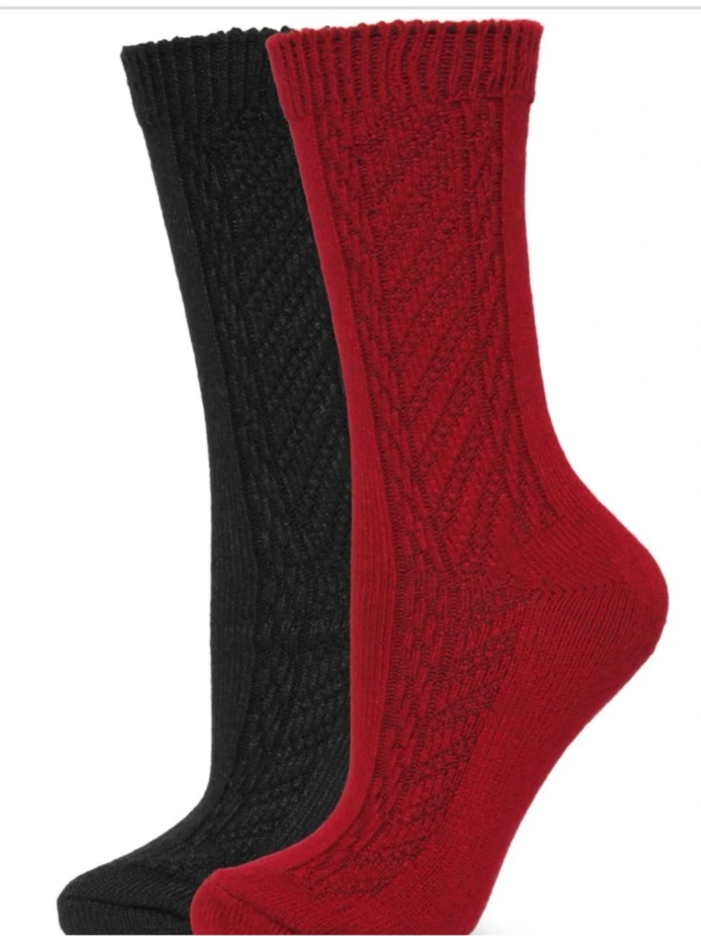Hue Women's Seed Stitch Boot Socks, Pack of 2 Pair Red/Black One Size MSRP $18